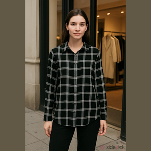 Faded Glory 2X Black & White Blouse